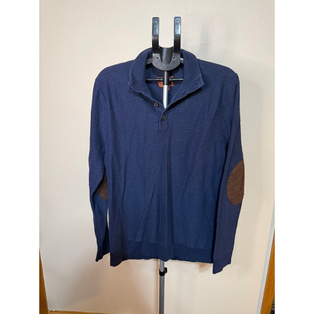 Red Ale by Alesbury Mens XL Navy Blue Cotton Quarter Button Sweater